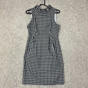 Tyler Boe Erica Black White Sleeveless Plaid Ruffle Sheath Dress Womens Size 0
